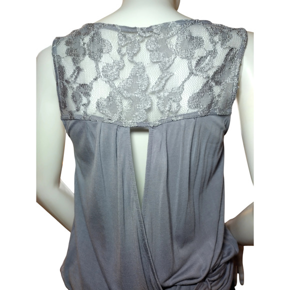 Express Womens Sleeveless Tunic Lace Blouse Gray Size Small - Picture 5 of 13